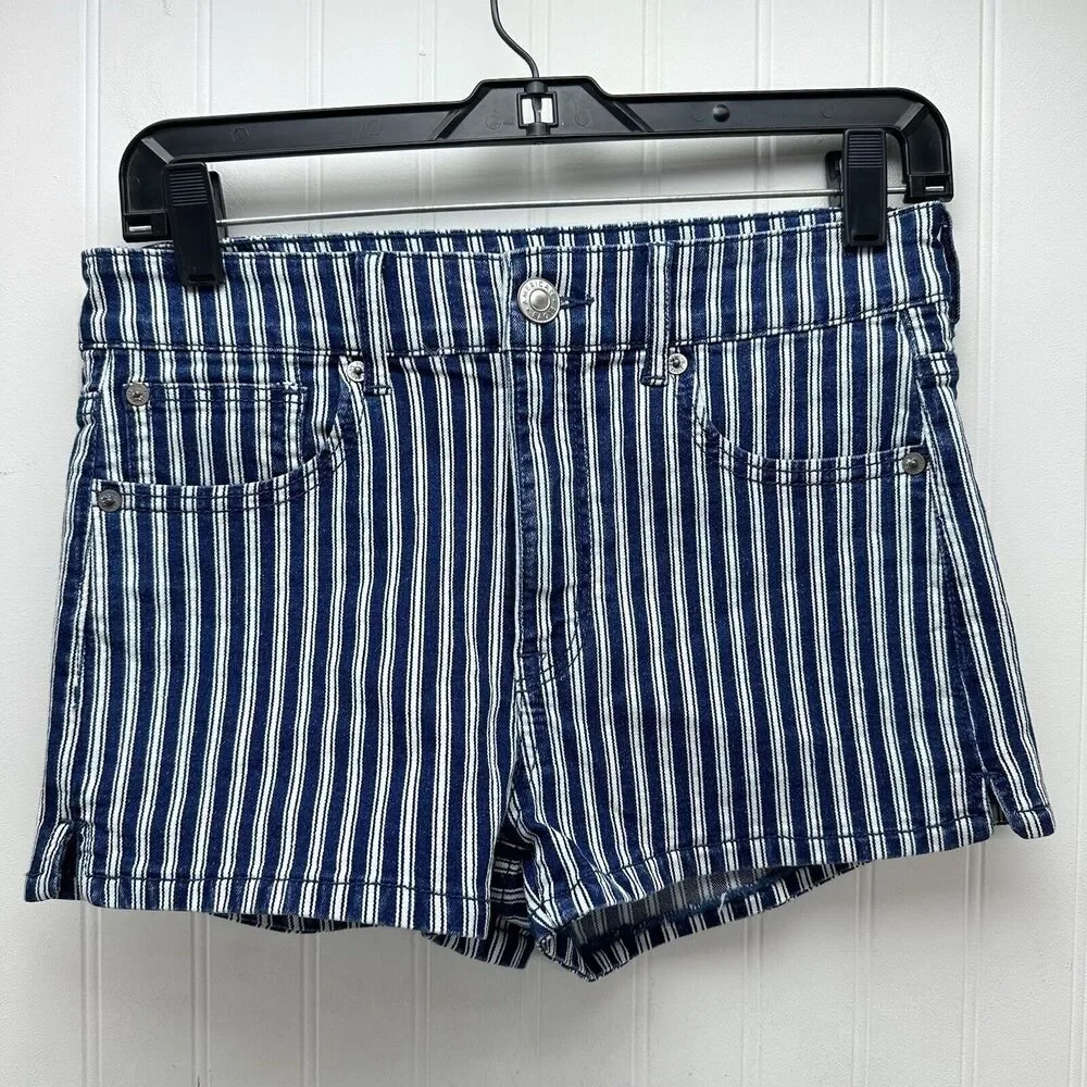 American Eagle Shorts Hi-Rise Shortie 6 Next Level Stretch Denim Jean Striped